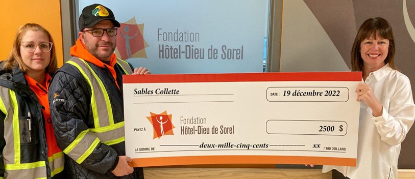 Sables Collette offre son soutien à la Fondation!