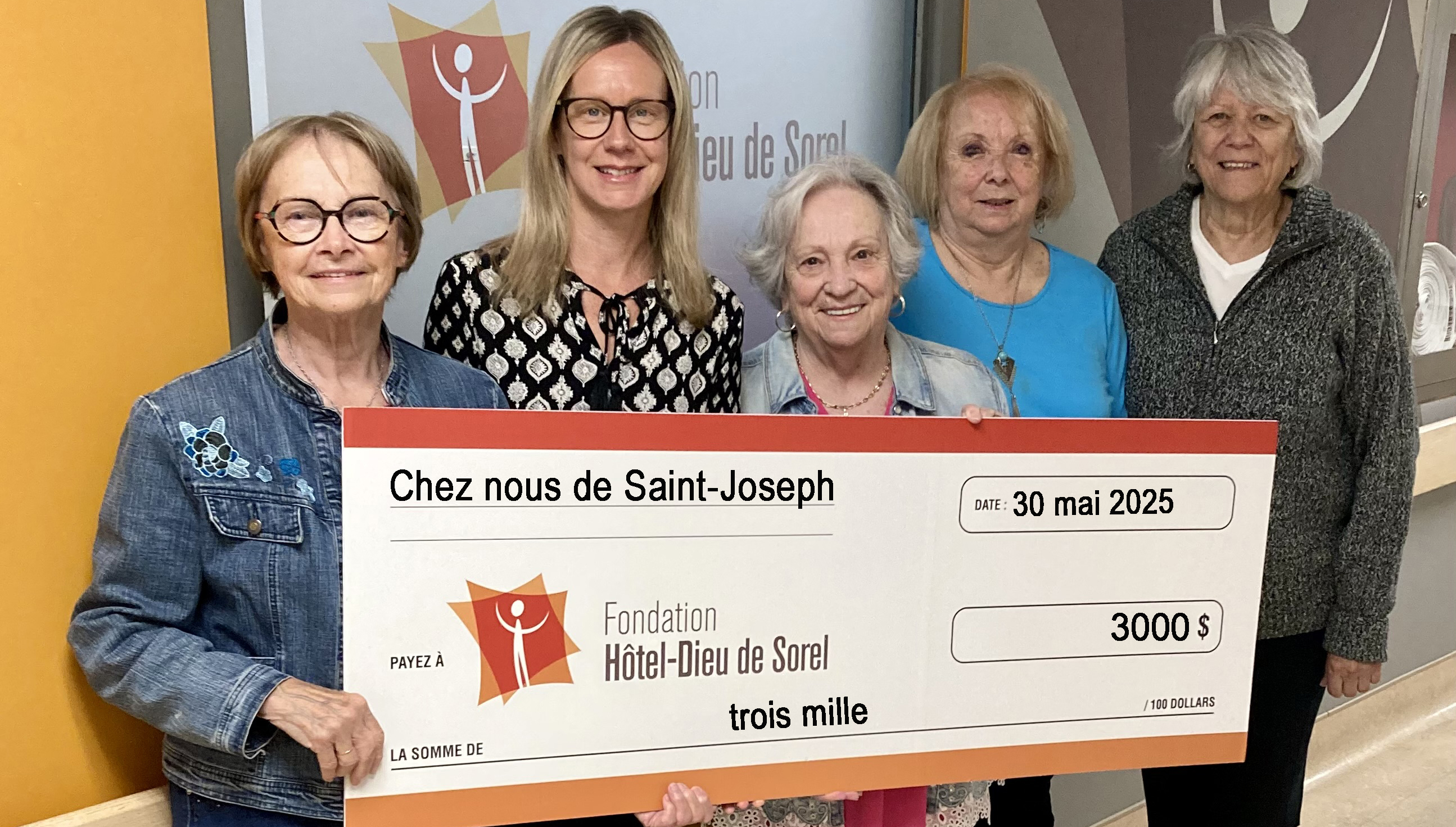 La Fondation remercie l’organisme « Chez Nous de Saint-Joseph » pour leur générosité!

