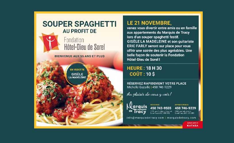 Souper spaghetti au profit de la Fondation Hôtel-Dieu de Sorel